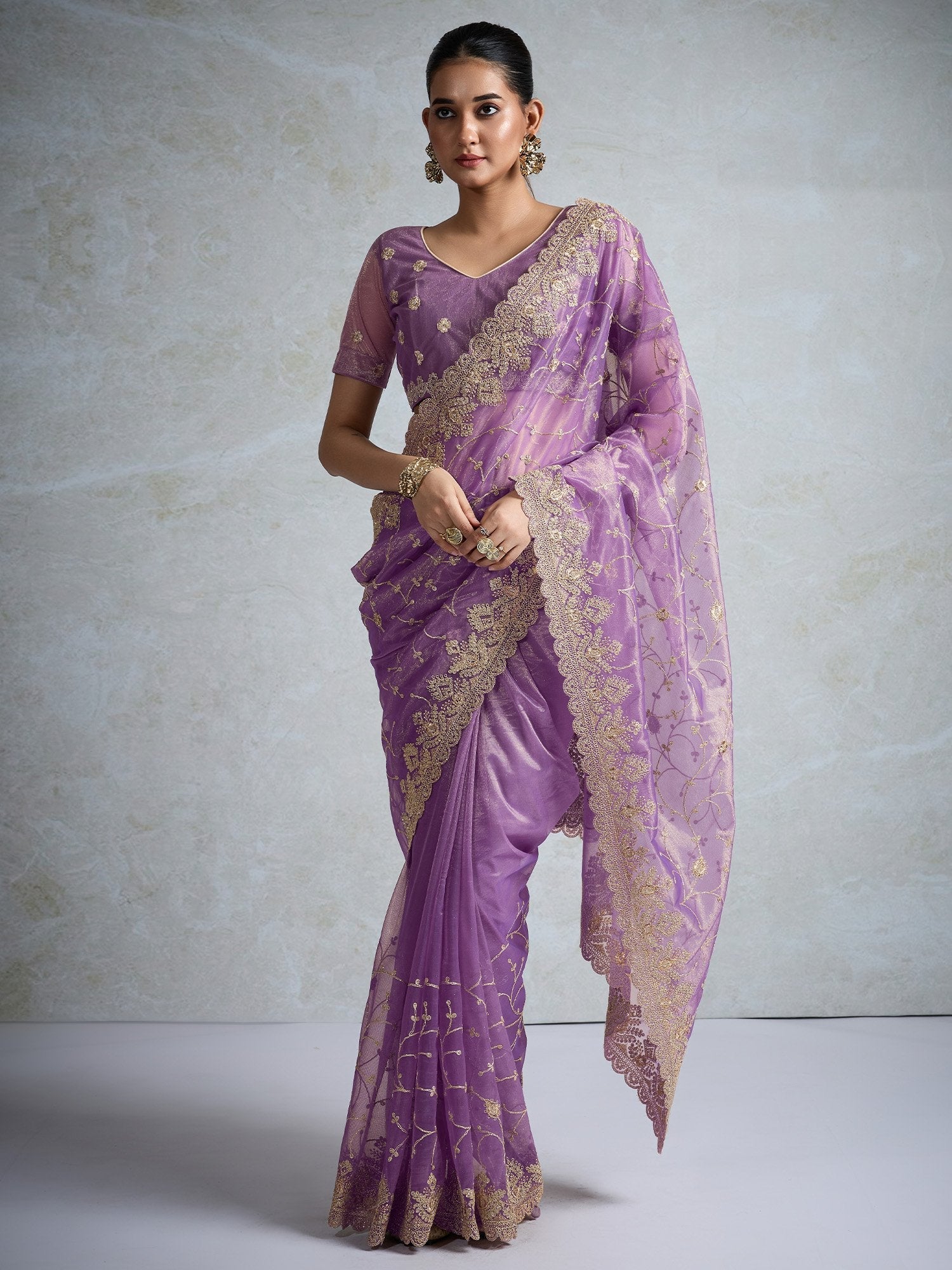 designer net saree