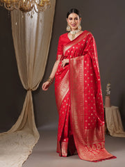 Exquisite Red Kanjeevaram Silk Saree - The Dori Store