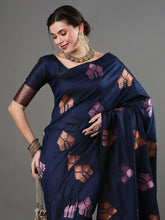 Navy Blue Partywear Silk Saree - The Dori Store