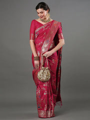 Heritage Pink Banarasi Silk Saree - The Dori Store