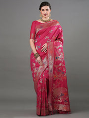 Heritage Pink Banarasi Silk Saree - The Dori Store