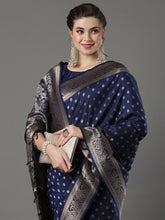 Ethnic Navy Blue Festive Silk Saree - The Dori Store