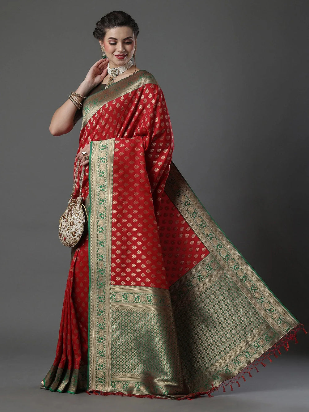 Timeless Red Kanjeevaram Silk Saree - The Dori Store