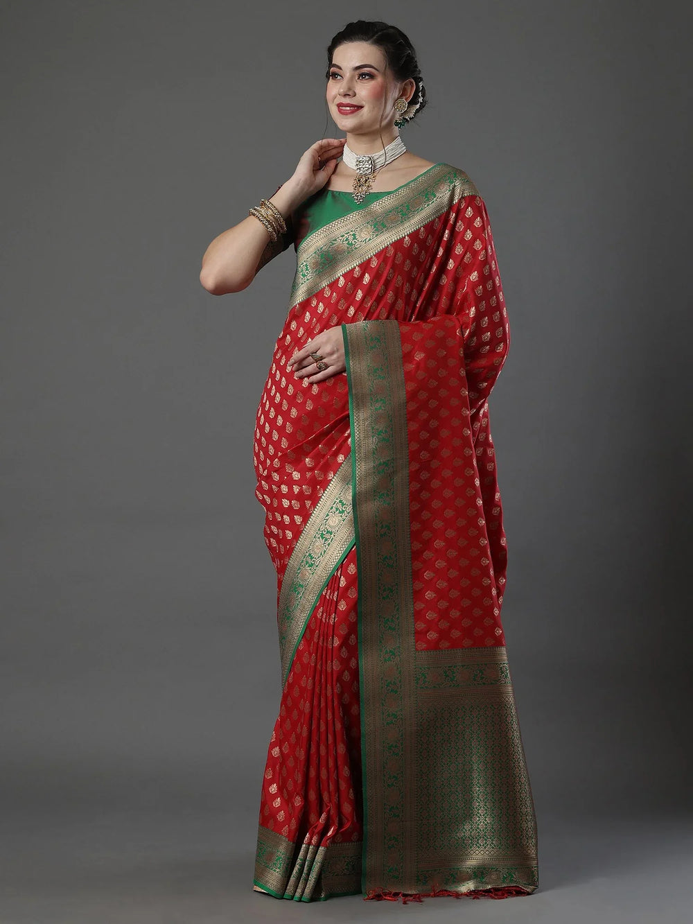 Timeless Red Kanjeevaram Silk Saree - The Dori Store