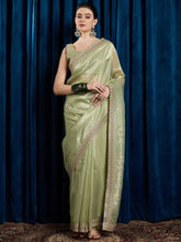Light Party Wear Paper Silk Embroidered Saree - The Dori Store