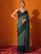 Green Party Wear Chiffon Embellished Saree - The Dori Store