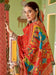 Red Red Tussar Silk Blend Printed Saree