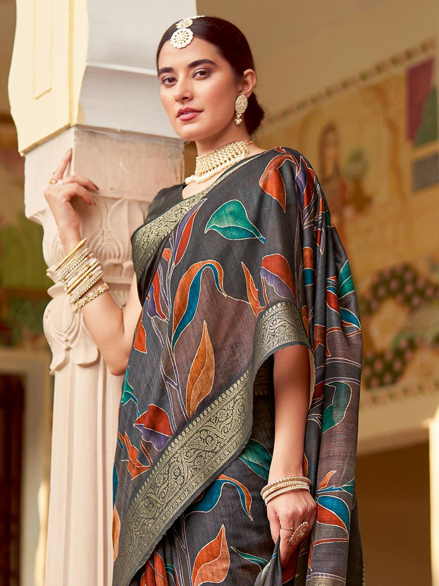 Black Sungudi Poly Silk Woven Saree