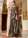 Grey Black Sungudi Poly Silk Woven Saree