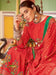 Red Red Tussar Silk Blend Printed Saree