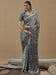 Grey Grey Block Print Crepe Printed Saree