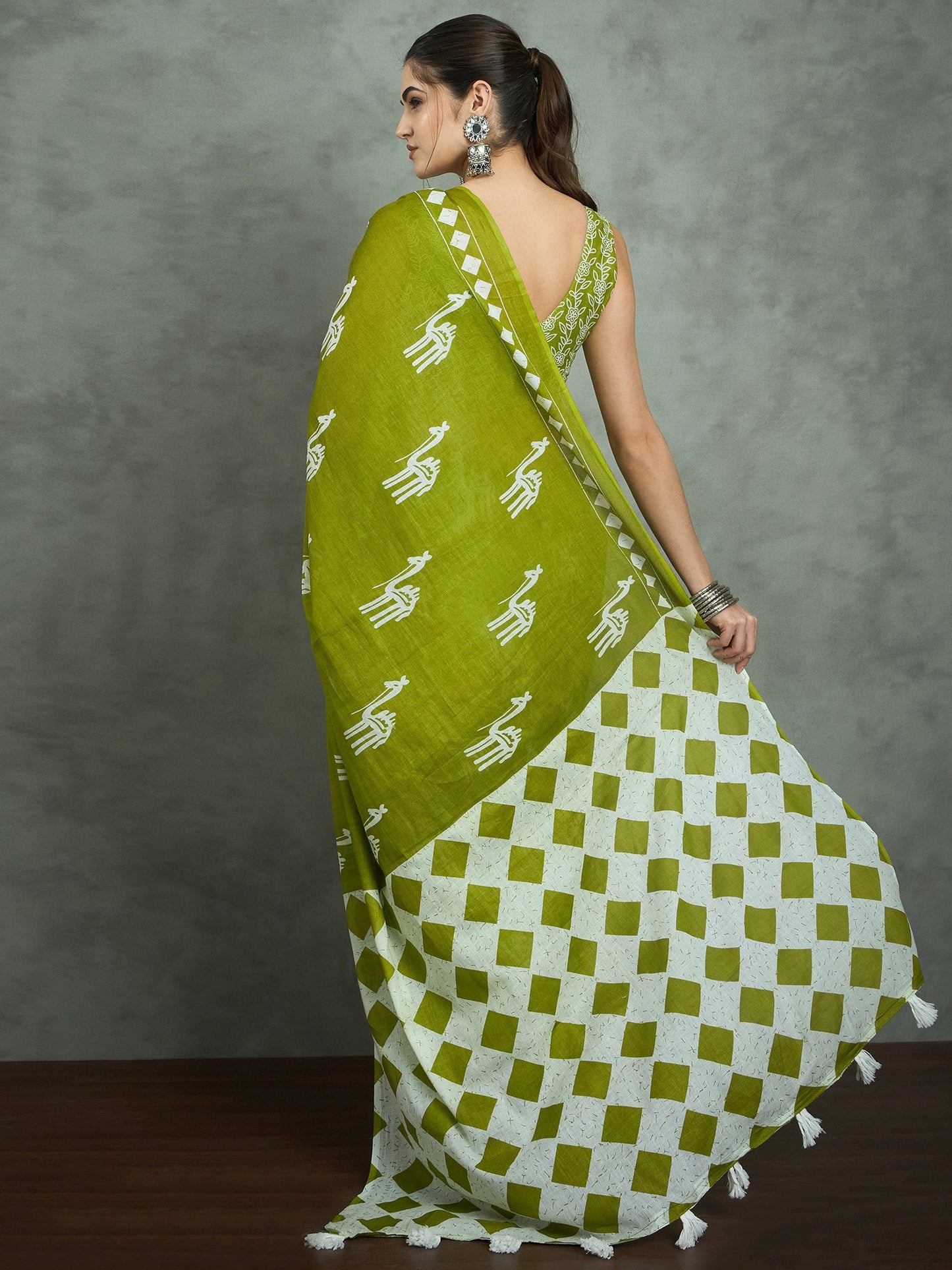 Green Bagh Cotton Printed Saree
