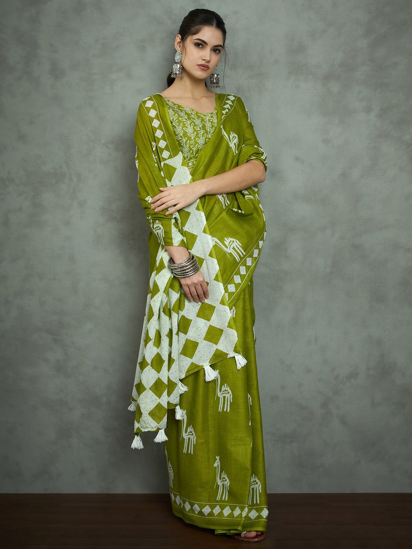Green Bagh Cotton Printed Saree