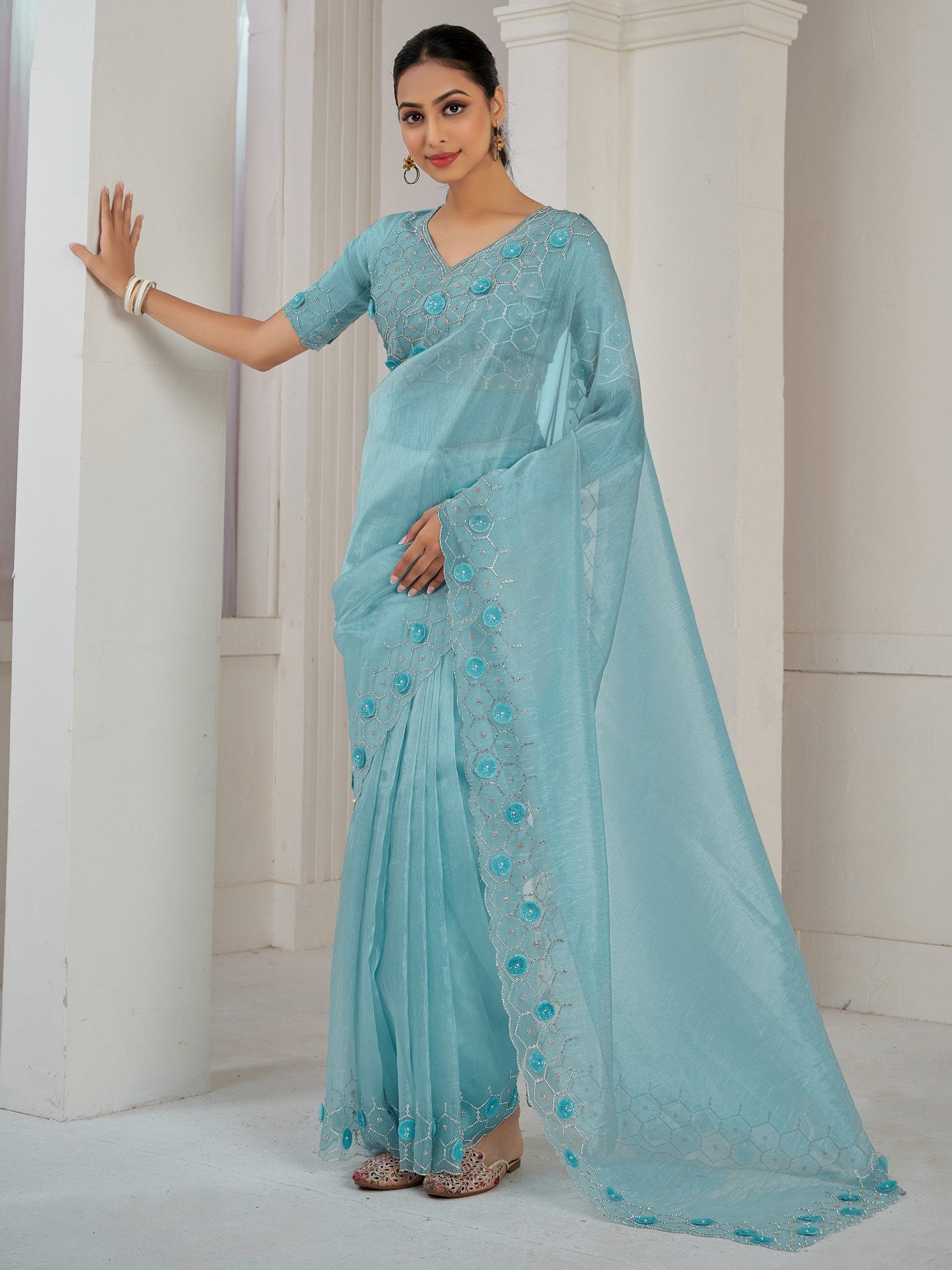 partywear designer saree for festive occasions