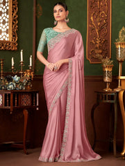 Mauve Party Wear Chiffon Embellished Saree - The Dori Store