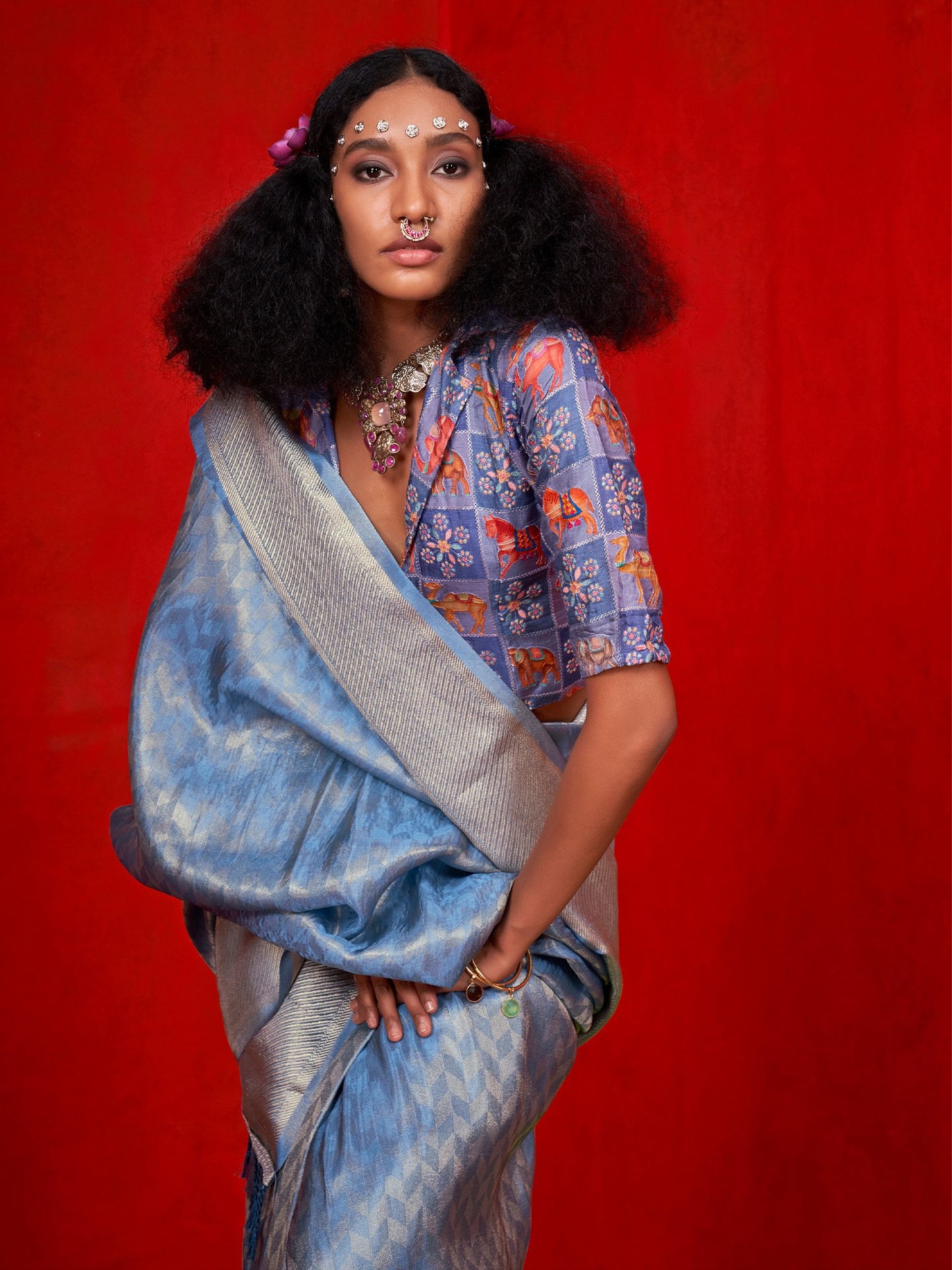 Light Party Wear Tissue Woven Saree