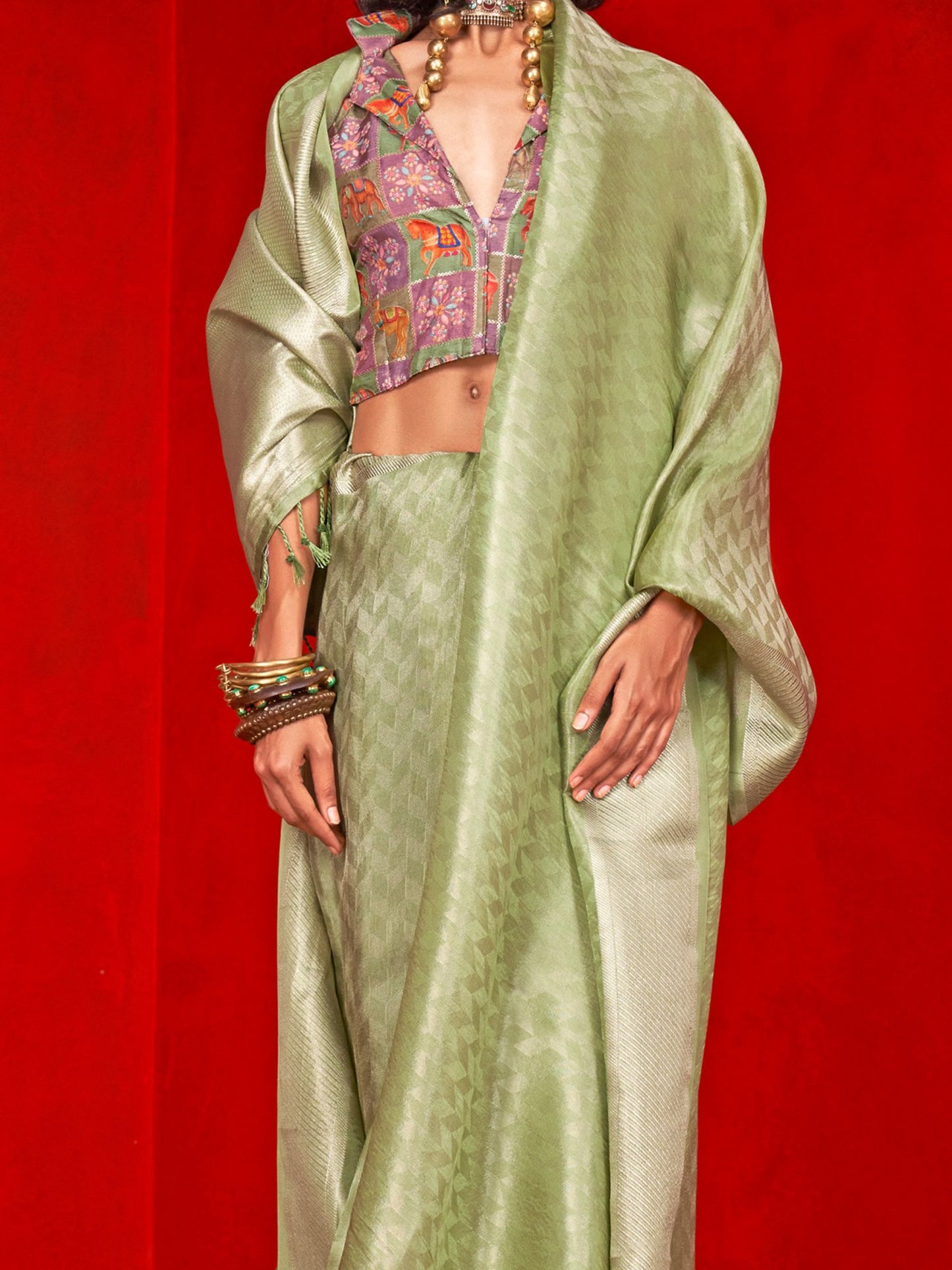 Light Party Wear Tissue Woven Saree