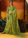 Green Green Ikat Cotton Blend Woven Saree