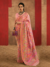 Pink Phulkari Cotton Silk Woven Saree - The Dori Store