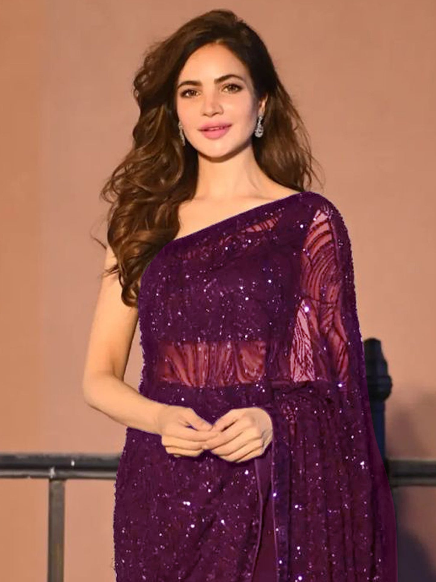 Magenta Party Wear Georgette Embellished Saree