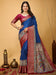 Blue Dark Sungudi Silk Blend Printed Saree