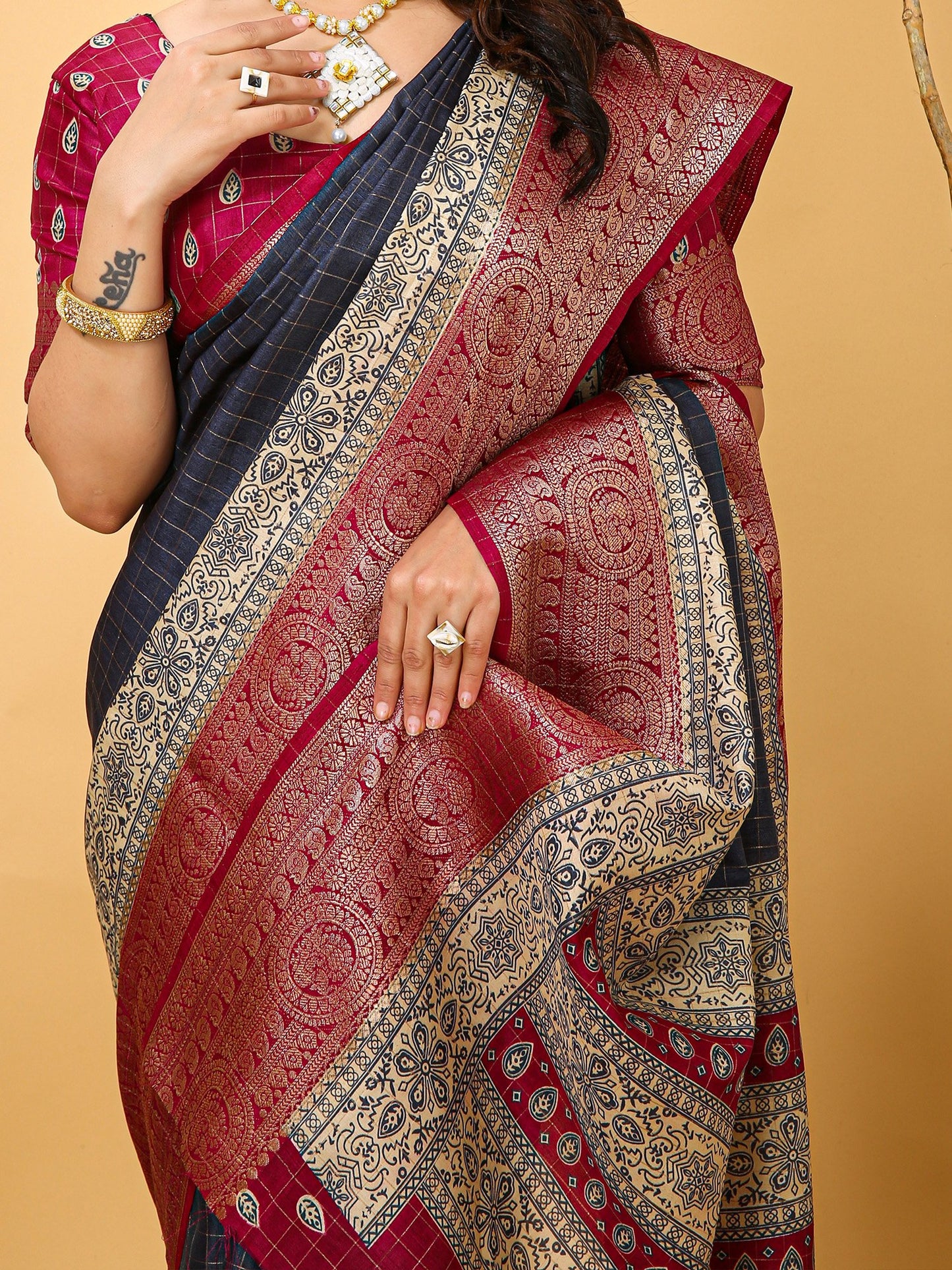 Grey Taant Cotton Silk Printed Saree