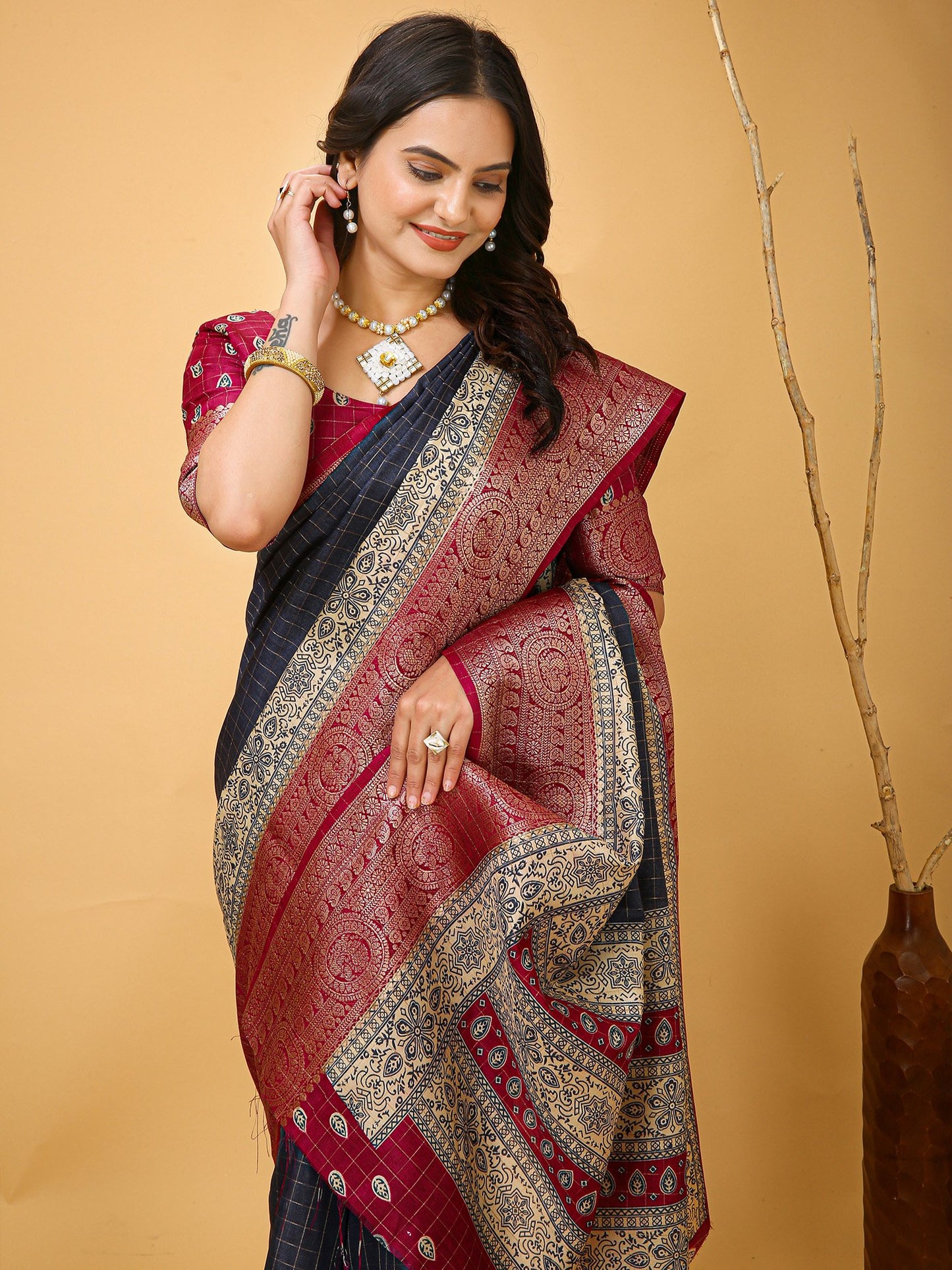 Grey Taant Cotton Silk Printed Saree