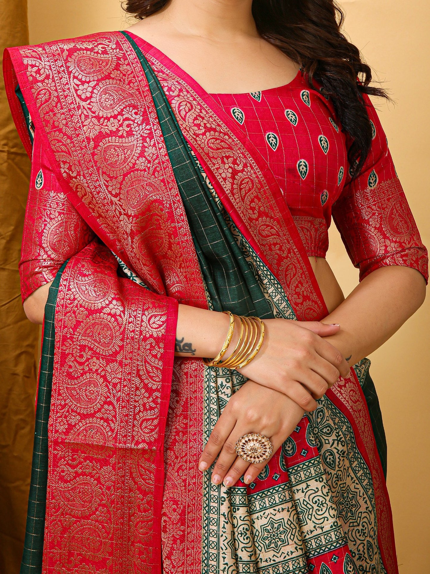Green Taant Cotton Silk Printed Saree