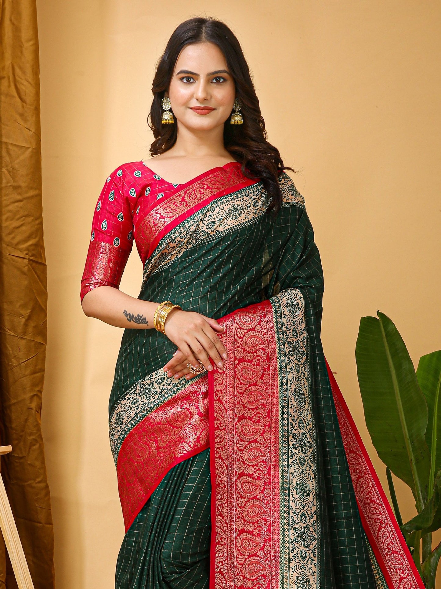 Green Taant Cotton Silk Printed Saree