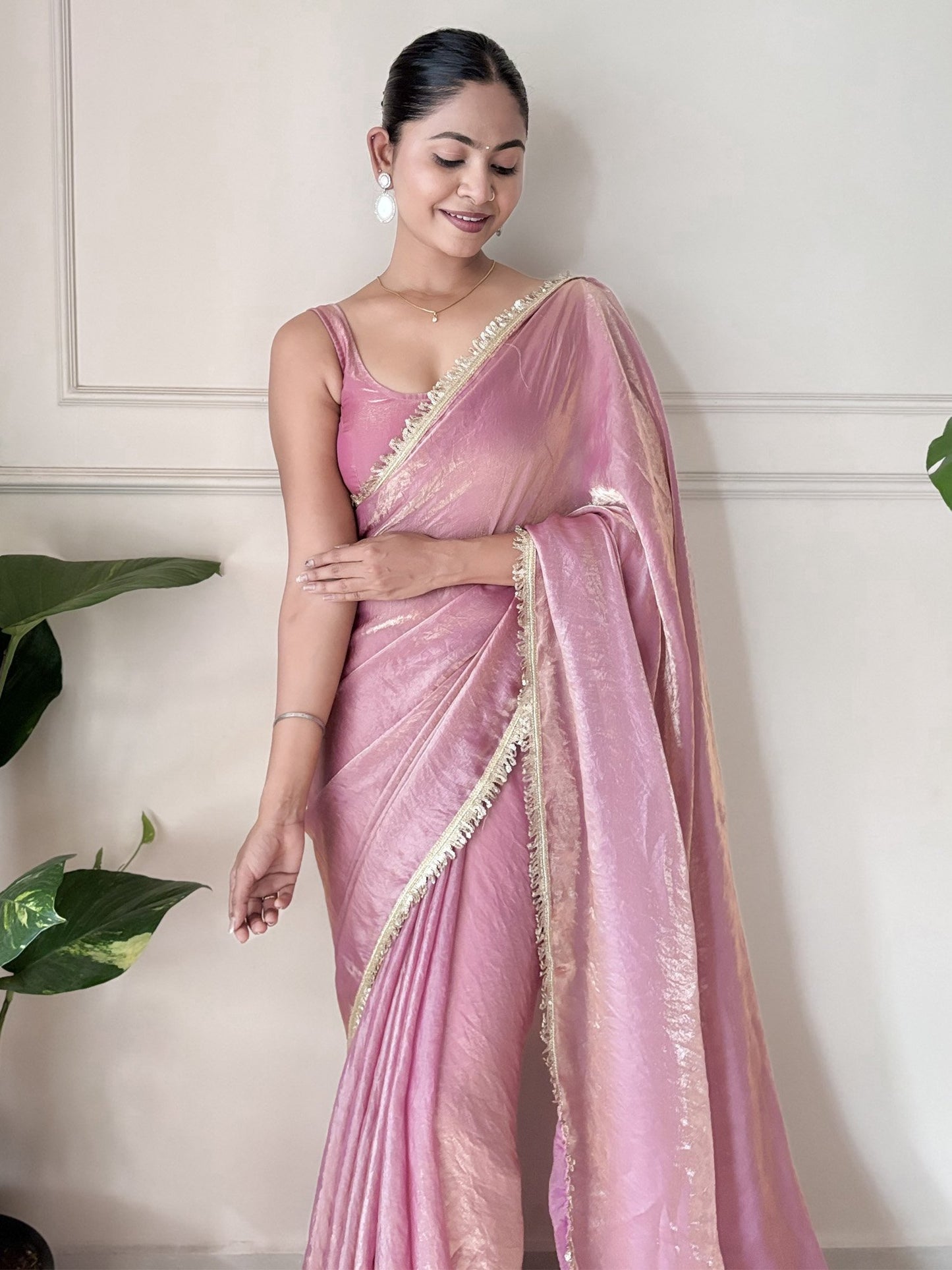Mauve Party Wear Paper Silk Embellished Saree