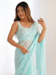 Light Party Wear Georgette Embellished Saree - The Dori Store