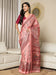 Pink Mauve Tussar Khadi Silk Printed Saree