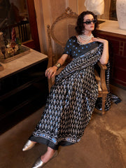 Black Patola Crepe Printed Saree - The Dori Store