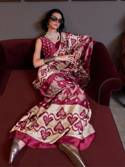 Magenta Patola Crepe Printed Saree - The Dori Store