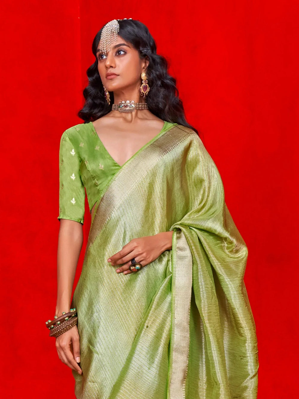 Light Banarasi Viscose Embellished Saree - The Dori Store