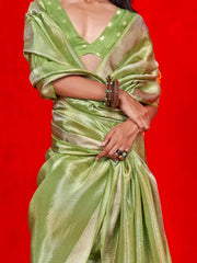 Light Banarasi Viscose Embellished Saree - The Dori Store