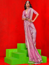 Mauve Banarasi Viscose Embellished Saree - The Dori Store