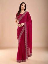 Pink Party Wear Tissue Embellished Saree - The Dori Store