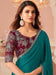 Blue Teal Party Wear Satin Silk Embellished Saree