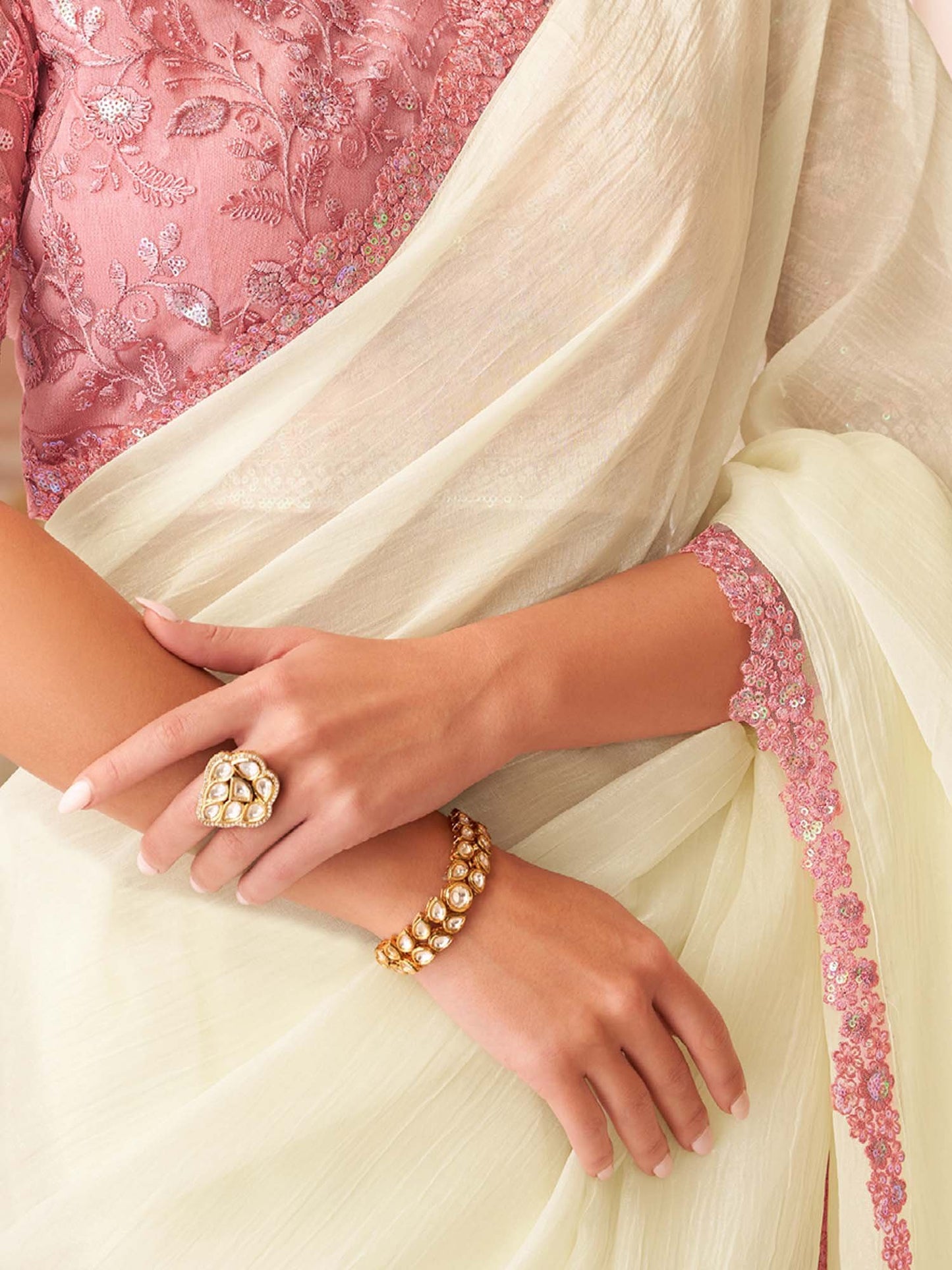 Off Party Wear Georgette Embellished Saree