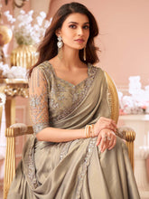 Grey Party Wear Chiffon Embellished Saree - The Dori Store
