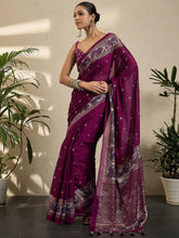 Magenta Banarasi Georgette Printed Saree - The Dori Store