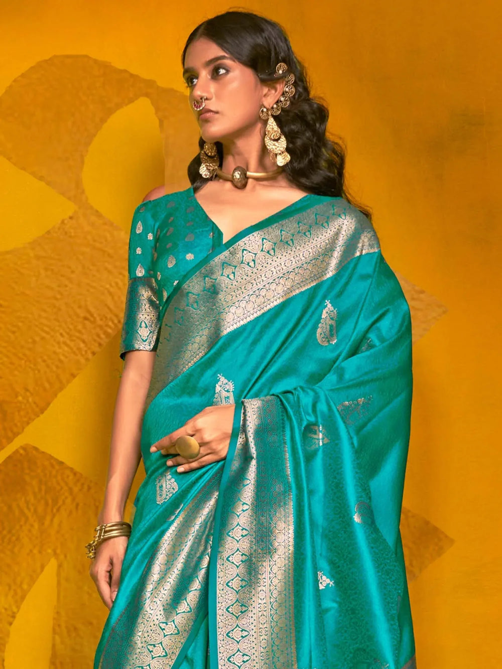 Light Banarasi Silk Blend Woven Saree - The Dori Store