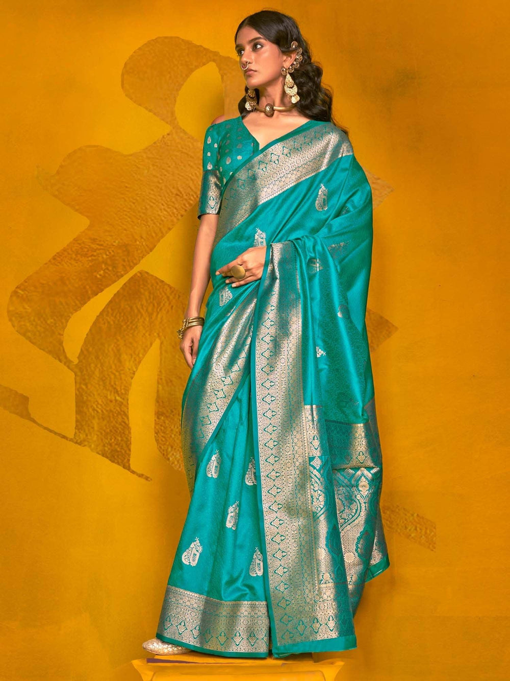 Light Banarasi Silk Blend Woven Saree - The Dori Store
