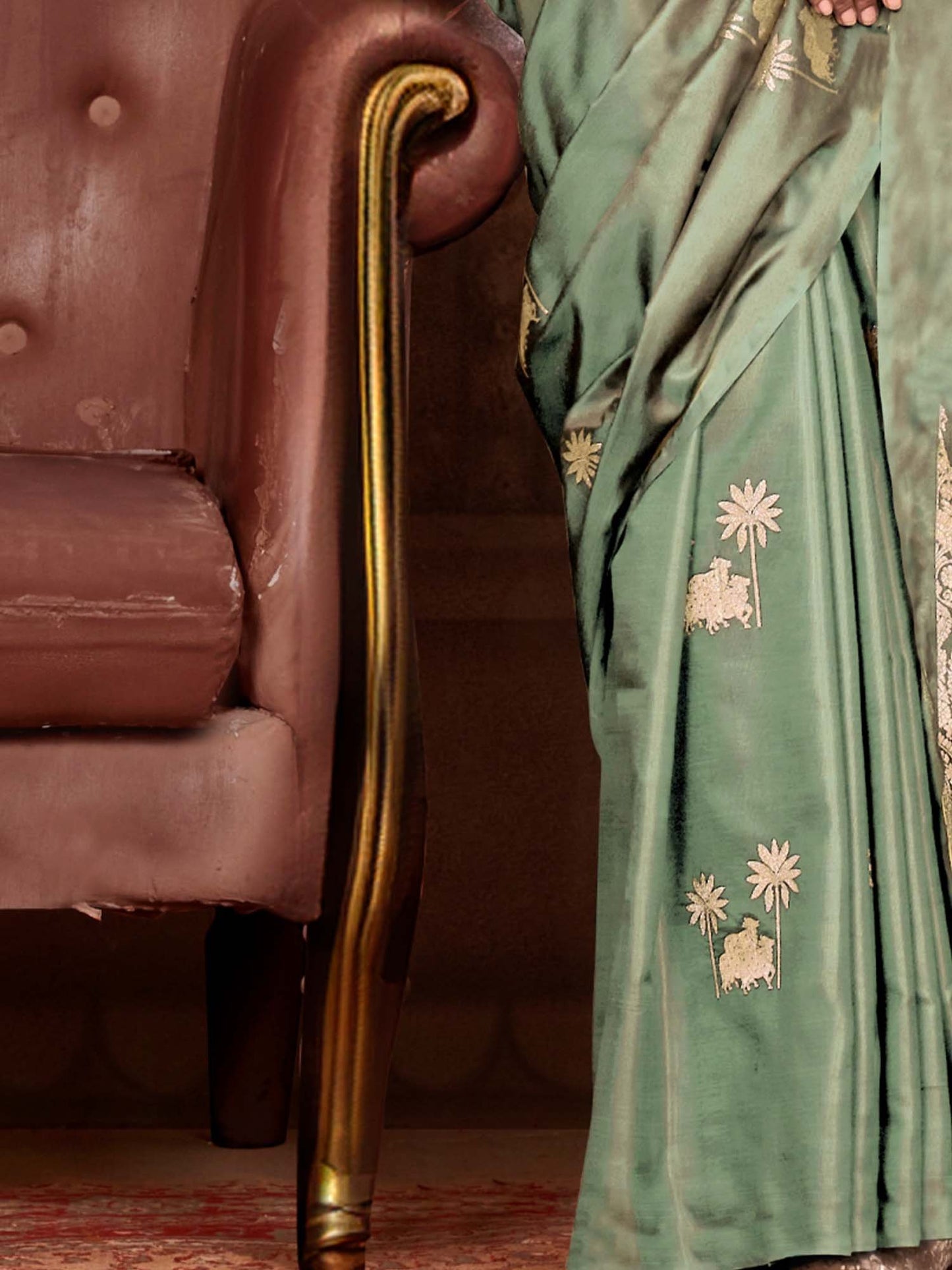 Light Gadwal Satin Silk Woven Saree