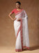 White White Bandhani Tissue Printed Saree