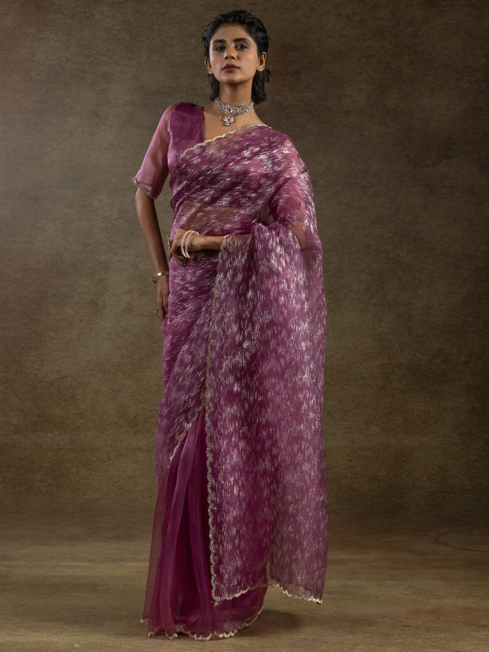 Purple Party Wear Organza Ready To Wear Saree - The Dori Store
