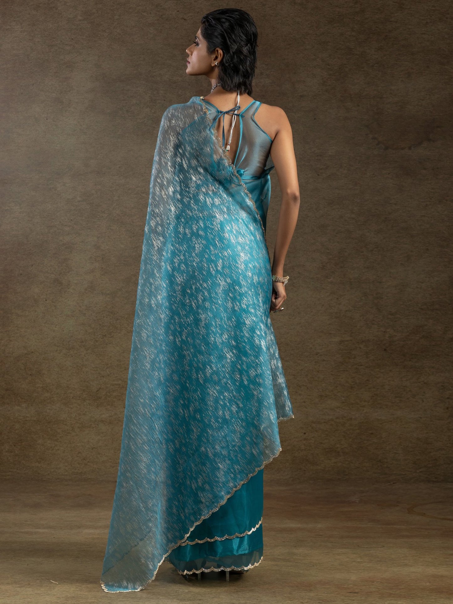Light Party Wear Organza Embellished Saree