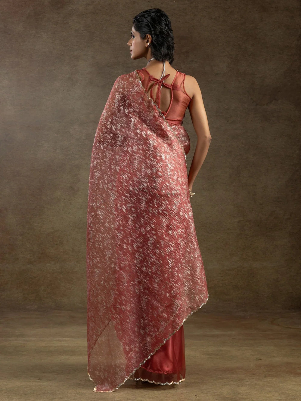 Pink Party Wear Organza Ready To Wear Saree - The Dori Store