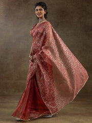 Pink Party Wear Organza Ready To Wear Saree - The Dori Store